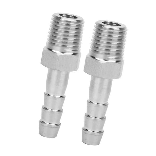 2 stk. 1/4 tommer rustfrit stål BSPT han-gevindkobling barb-samling hurtigkobling rørfitting (BSPT1/4-8mm)