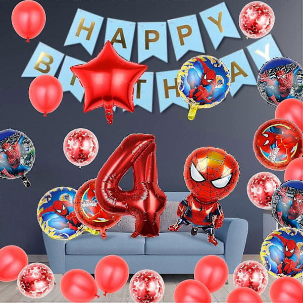 11 stk. Spidey Fødselsdagsfestballoner til Superhelte Fødselsdagsfest Dekoration Tegneserie Folieballoner Bouquet til Børn Rød