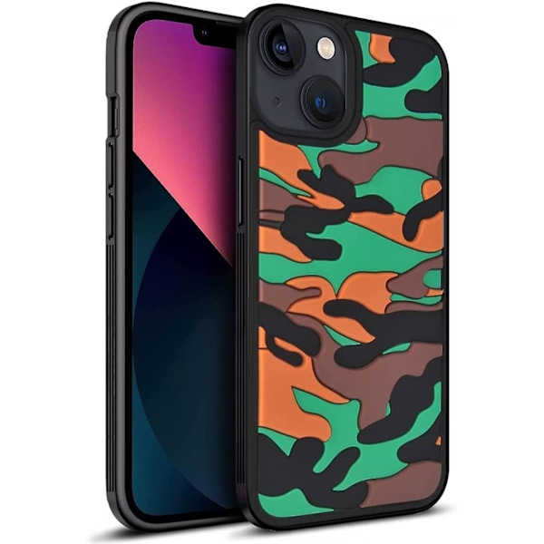bavurmak Klf iPhone XR, Kamuflaasi Ultra Pehmeä Iskun Kestävä TPU Puskuri Trendikäs Anti-Pöly Suojaava Kotelo iPhone XR - Vihreä Oranssilla