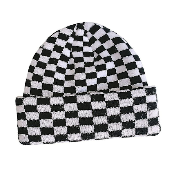 Vinterhatte til Kvinder og Mænd - Koeprint, Ternet Mønster, Beanie, Strikket, Blød, Varmt, Slouchy, Skiløberhat