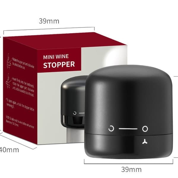 Samppanja-/viinipullon korkki - Tyhjiösulkija - Musta tulppa Red Wine Plug