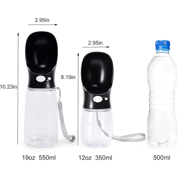 Koiran Vedenpullo, 12-19oz Kannettava Lemmikkieläinten Vedenpullo Ulkoilmaan Kävelyyn, Vaellukseen, Matkustamiseen, Vuotamaton, Juomapullo Kulhot BPA-vapaa, Elintarvikelaatuinen Muovi