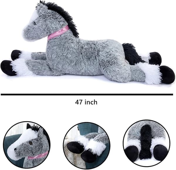 Stor Hest Stoffdyr, Lang Hest Pluss Putestoy 90cm