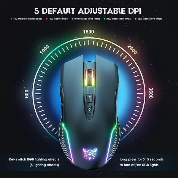 Trådløs Optisk Mus Cool Sort/Pink Mus USB Optisk Mini 3000dpi Bærbar