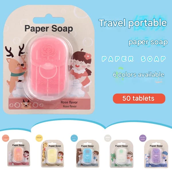 Mini utomhus handtvålark, resande tvålpapper, 50 ark, engångs bärbara tvålark.
