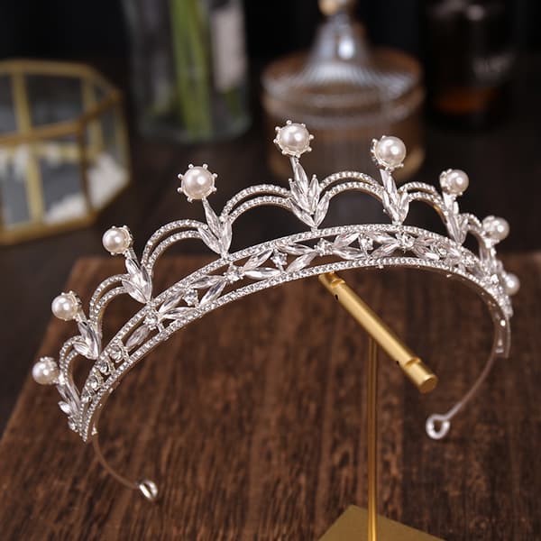 Dronningkrone og hodeplagg, Krystallprinsessekrone - Gave til barn, Bursdagsgave Gold color