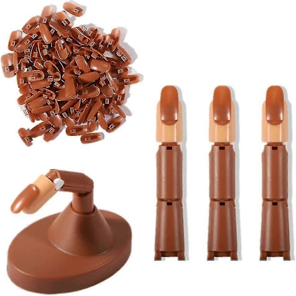 Nagelträningspraktikhand - Nageldisplay Manikyrtillbehör, Flexibla Rörliga Falska Modellhänder för Naglar Manikyr, Bästa Manikyr (1st, Brun)