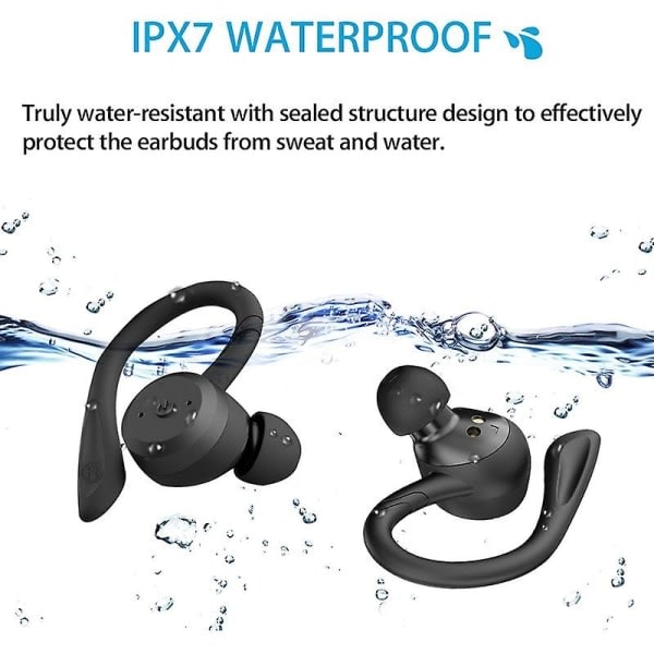 20 tunnin toistoaika Uimiseen Vedenpitävät Bluetooth-kuulokkeet Kaksinkertaiset Langattomat Urheilukuulokkeet TWS Ipx7 Kuulokkeet Stereo Musta