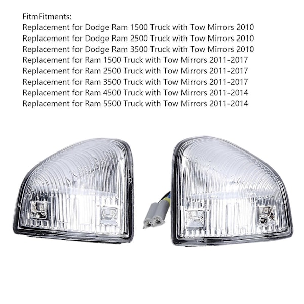 Peiliparin kääntövilkkuvalo 68302828AA Korvaava Dodge Ram 1500 2500 3500 4500 5500:lle Läpinäkyvä