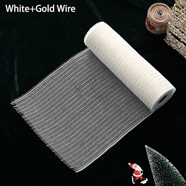 26 cm / 10 meter gull og sølv glitter mesh rull for DIY juletrepynt, bryllup, julepynt, gaveinnpakning