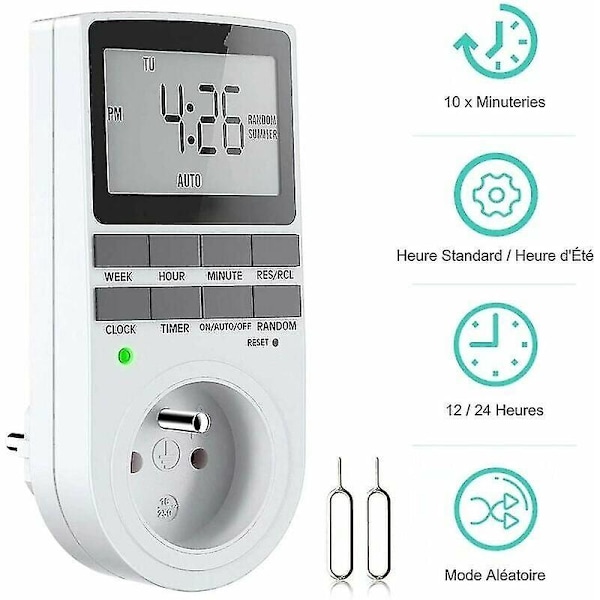 Digital Programmerbar Sokkel, Ukentlig Digital Timer Med LCD-Skjerm, 12t/24t/7d Strømkontakttimer, Energibesparende For Hjemmeapparater Og Belysning (