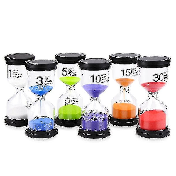 1/3/5/10/15/30min Sandtimmar i Glas R 6 st/set
