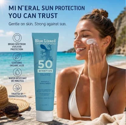 Blue Lizard Australian solkrem, mineralsolkrem for sensitiv hud SPF50 148ml