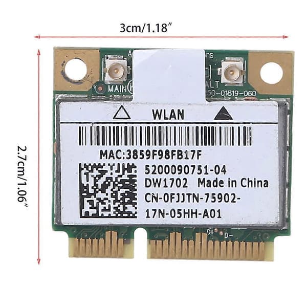 Trådløst og Bluetooth-kompatibelt mini WiFi-kort til Dell DW1702 Atheros AR5B195