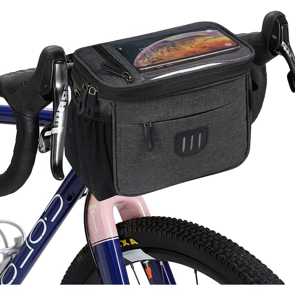 5L cykelkorg framväska, vattentät cykelkorg väska med pekskärm fram cykelväska