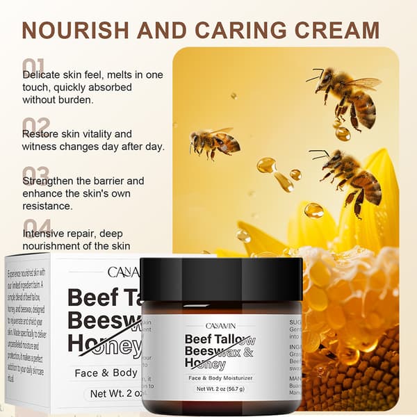 Oksefedt, bivoks og honningbalsam/-creme 2pcs