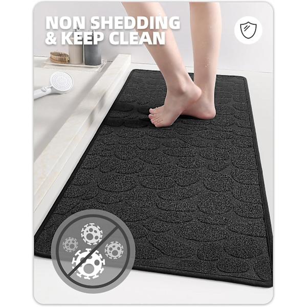 Färg & Geometri Snabbtorkande Tunn Badrumsmatta Passar Under Dörr - Superabsorberande, Halksäker Gummisula, Ej Fällande, Tvättad Svart Badmatta - 16\"x24\" S
