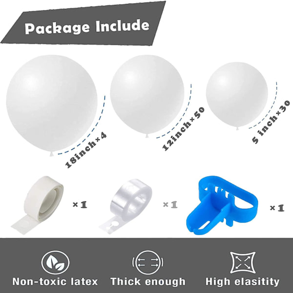 Hvid Ballonkits Latex Festballon Girland Bue Kit 84 Stk 5 Tommer +12 Tommer +18 Tommer Hvid Blå Balloner Til Bryllup Fest Fødselsdag Dekoration Bab