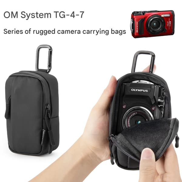 Beskyttende bæretaske/pose til OM System robuste kameraer (kompatibel med TG-4 til TG-7 modeller)