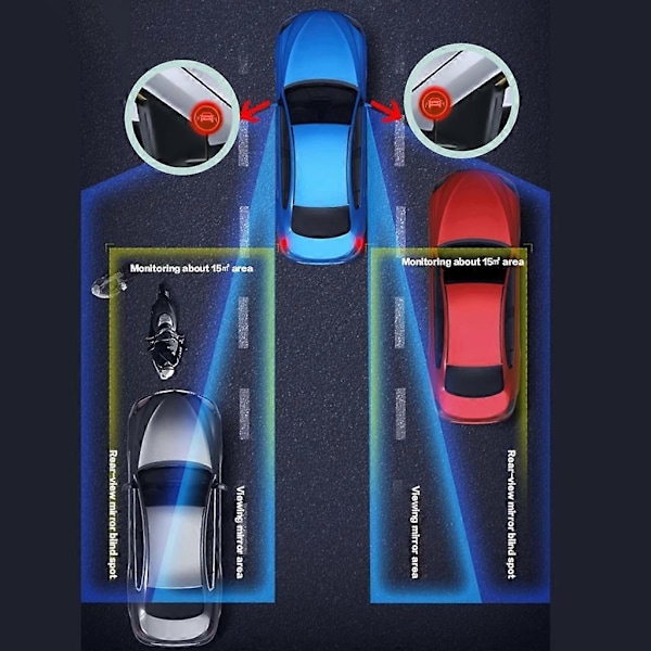 Blind Spot Detection System til Køretøjer - BSD Advarselslys Alarm Sikker Kørsel