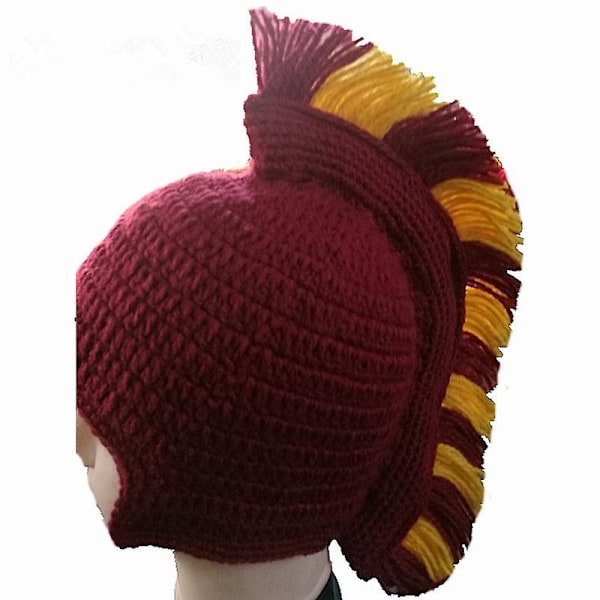 Spartanhjälm Riddare Virkad Hatt Stickad Hatt Skidåkning Roligt Ansiktsöverdrag Varma Vintermössor Beanie för Män
