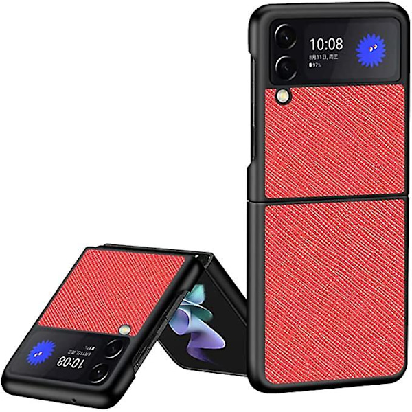 Designad för Samsung Galaxy Z Flip 3 5G Skal Ultratunt Läder Hård PC Helkropp Smalt Hållbart Skyddande Telefonfodral Omslag för Samsung Galaxy Z Flip3