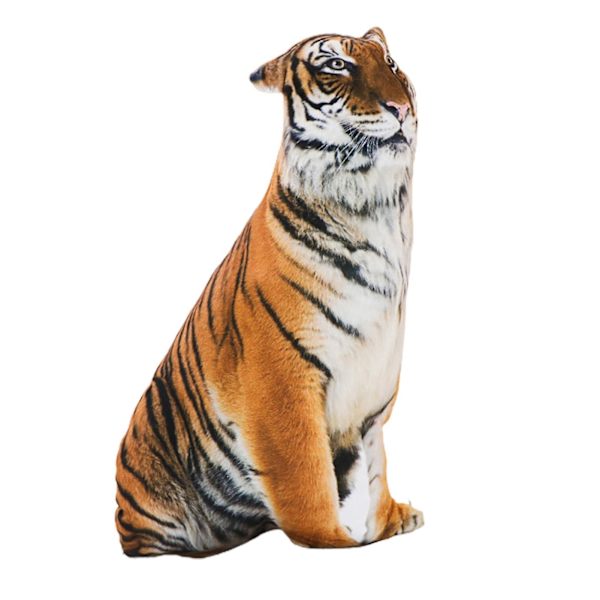 Realisttisk Djur 3D Kudde Tiger Mjuk Plysch Leksak Dubbelsidig Tryck Katt Dock