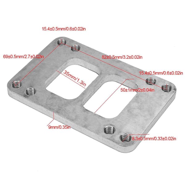 Turbo Manifold Flange Adapter i Rustfritt Stål T6 til T4 Delte Eksos 8 Hull