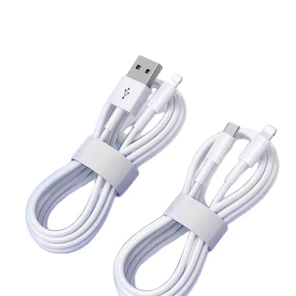 2-meter oplader, kompatibel med iPhone 5/6/6s/6 Plus/7/8/X/11/iPad, hvid.