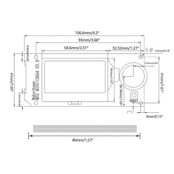 MINI12864 V3.0 Sidoinsatt SD-kort LCD för Smart Display Skärm 3D-skrivardelar för VORON Mini 12864