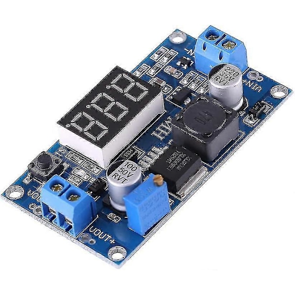 DC-DC Boost-modul, Spänningsomvandlare med Digital Voltmeter (1 st, Blå)
