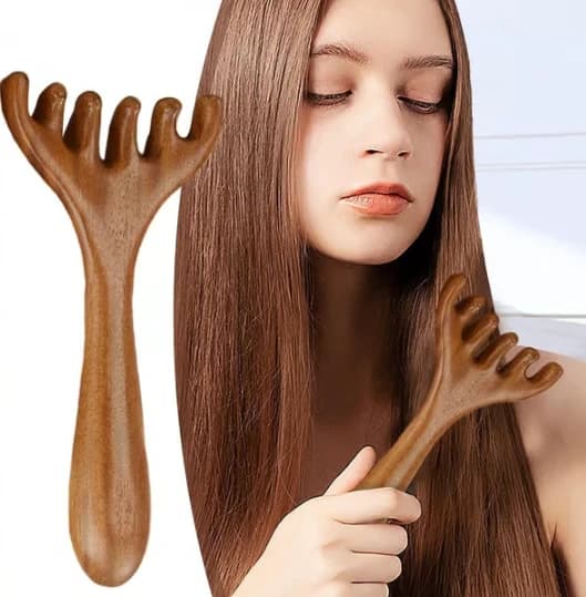 Massagekam, grov sandeltræskam, til hovedmassageterapi, fremmer blodcirkulationen, lindrer stress, 3pcs