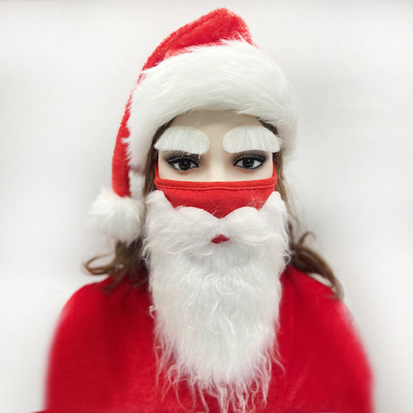 Julemandsskjægmaske rød bomuldsmaske juleferie sjov hvidt skægmaske maske julepynt maske