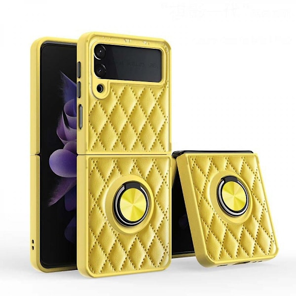 Læder Samsung Galaxy Z Flip 4 5G 2022 med Ringholder, Finger Ring Stødsikker Luksus Flip 4 Bagcover