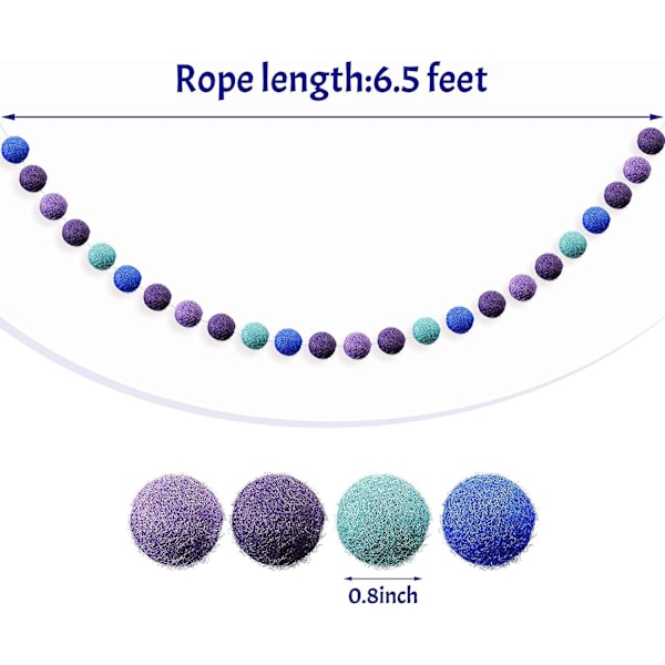 2 kpl Villanukkapallojen Garlandi Värikäs Pom Pom Garlandi Käsintehty 2 metriä Pitkä 24 Palloa Villanukkapallojen Garlandeja Seinälle Joulukuuseen Koristeeksi (violetti