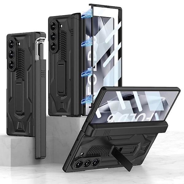 For Samsung Galaxy Z Fold 6 Case Hinge Protection, Built-in Screen Protector, Kickstand & S Pen Holder Magnetic All-Inclusive Case