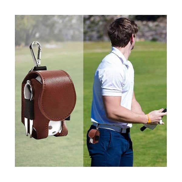 2 stk. Golf Tee Taske Boldpose Mini Læder Golfbold Opbevaringstaske Holder Hold Golf Opbevaringstilbehør-B
