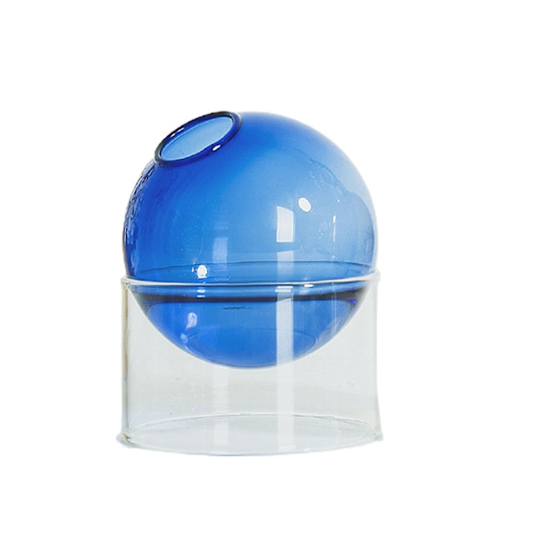 Glasvas Hydroponisk Färgad Rund Vas Heminredning Vardagsrumsdekoration Mini Glasvas