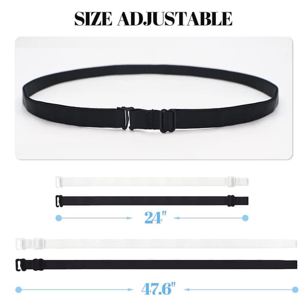 4 stk Usynlige Stretch-Belter for Kvinner, Usynlig Elastisk Webbelte for Menn, Stretch-Belte med Flat Spenne for Jeans og Bukser