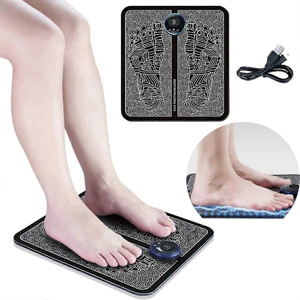 EMS Fotmassager, Vikbar Bärbar Fotmassagemaskin, Elektronisk Muskelstimulerande Massagematta