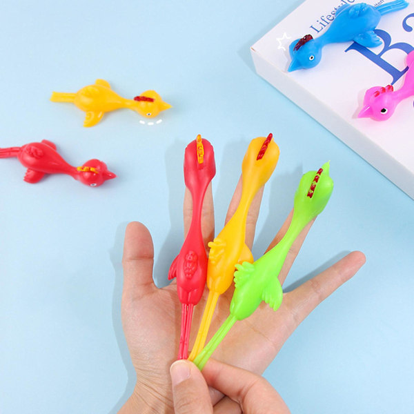 5-pack Kycklingkastare Leksak Hög Elastisk Stretch Klibbig Mjuk TPR Stressavlastning Säker Kalkon Kastare Finger Leksak Barnpresent