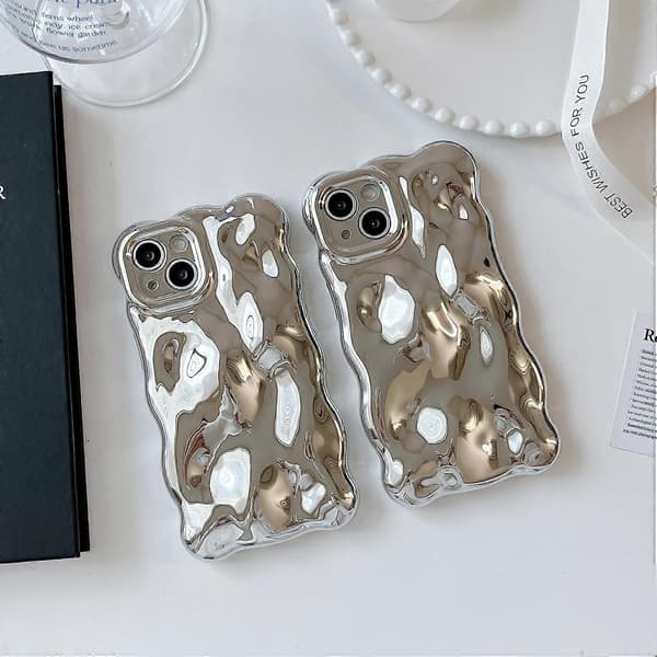 Fodral för iPhone 15, Söt Enfärgad Lockig Vågsformad Stötsäker TPU Bumper Telefonfodral