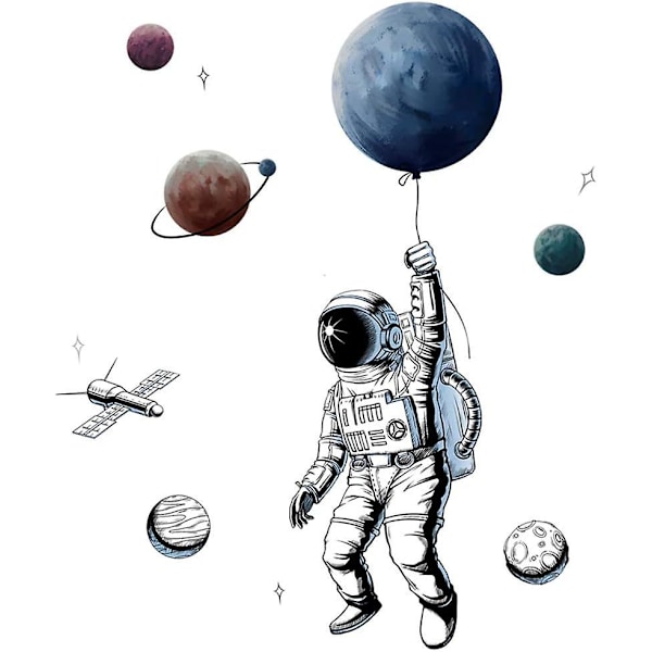 Väggdekal, 3D Astronaut Väggdekal Som Väggdekoration För Barnrum I Sovrum Vardagsrum, 125x84 Cm