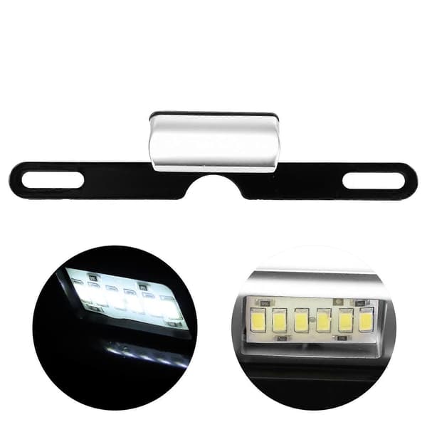 Universal Motorcykel Nummerpladelys CNC Aluminium Bagerste Nummerpladelampe 6 LED Bagmontering Belysning Sølv