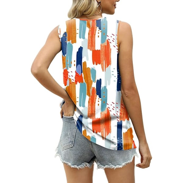 Løs V-hals Ermeløs Chiffon Tank Top for Kvinner, Sommerstopper for Kvinner, Polyester, Lang, Stor Størrelse