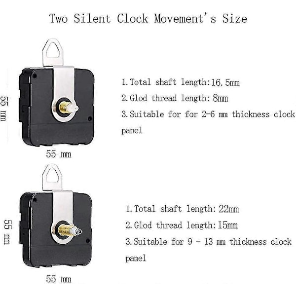 Tyst Kvartsurverk, Långt Och Kort Axel Klockmekanism Med Visare Batteridriven, Väggklockmekanism Delar Motorbyte DIY Reparation