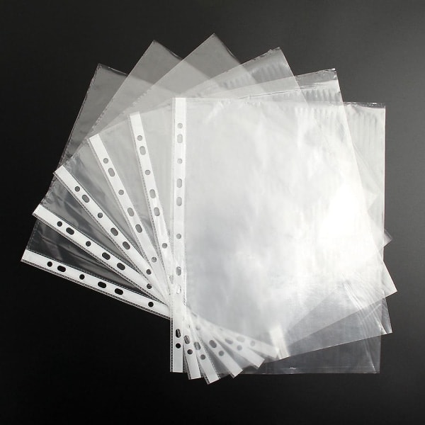 A4 Klar Plastlomme med Hul til Papir, Mappelomme, Tegnebog, Ærme, Taske, UK Model: 100 stk