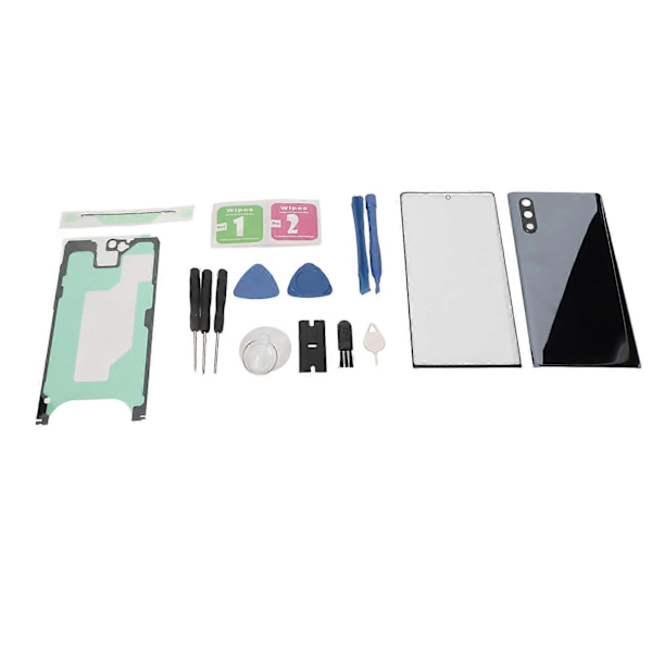 Udskiftningsbagglasdæksel Forskræm Glas Reparationssæt til Samsung Galaxy Note 10 Sort