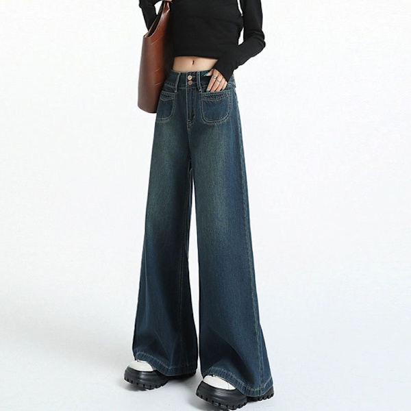 Jeans, mörkblå denim M
