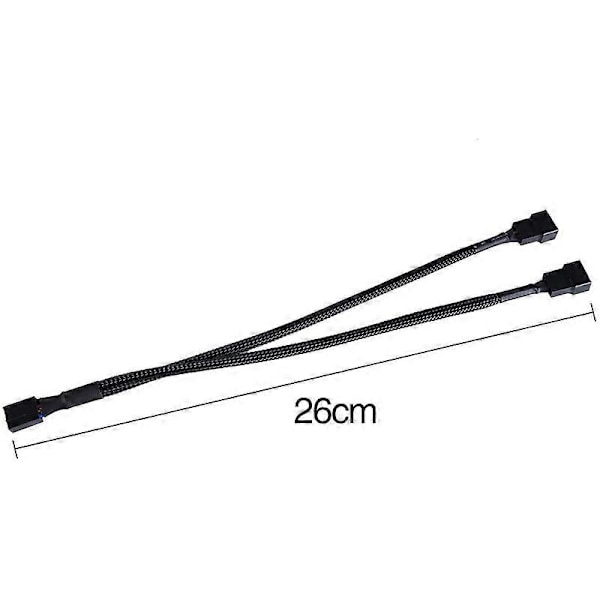 4-pack PWM Fläktdelare Kabel Y-delare Dator PC Fläktström Kabel 4-polig 1 till 2 Konverterare, Svart